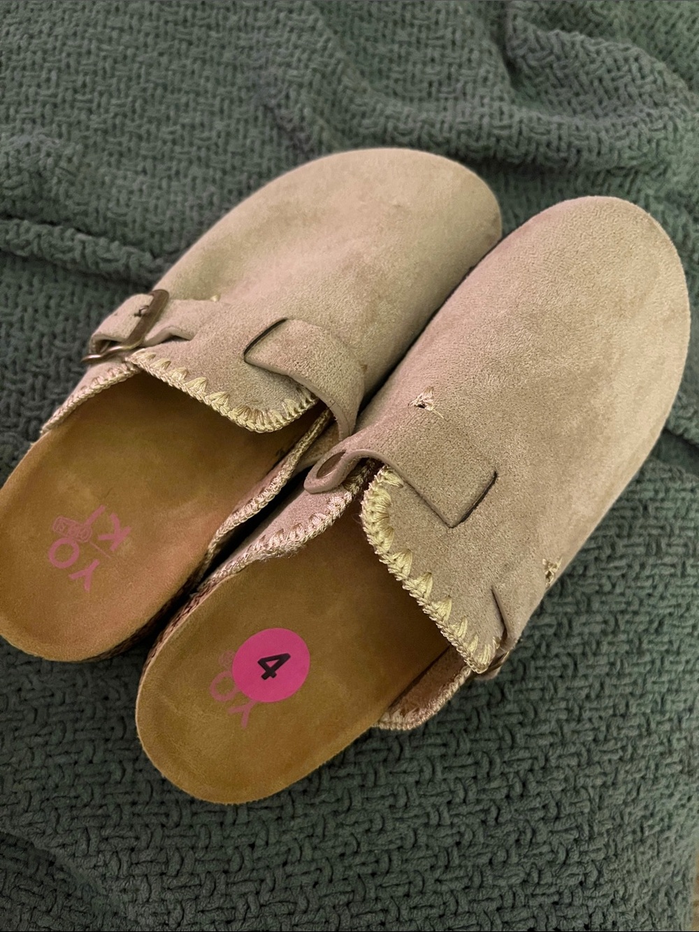 Suede Slip-On Clogs in Blush Pink